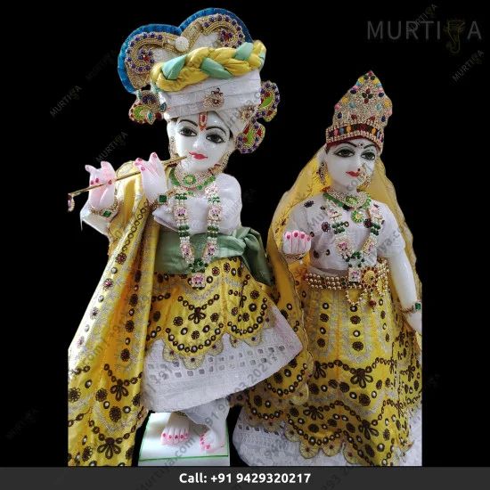 Iskcon Radha Krishna Marble Statue Pure Handmade With Jewellery Clothes Buy Online Murtiya